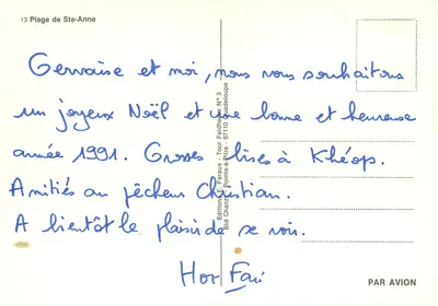 Praia de Ste-Anne — Guadeloupe — Edições F. Faraux, Torre Faidherbe N°3 — Verso