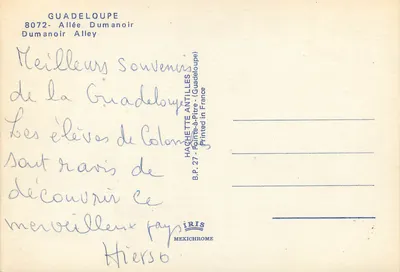 Allée Dumanoir — Guadeloupe — editor IRIS — Verso