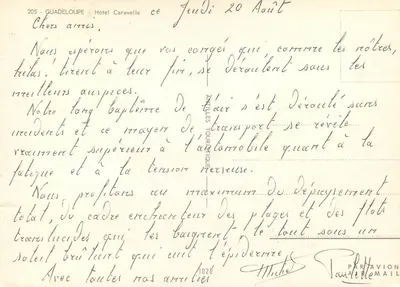 Hotel Caravelle — Guadalupe — editor Paravion de Mail — Verso