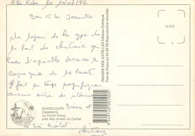 Guadeloupe, o Grande Étang — Images des Antilles, n° G 015 — Verso