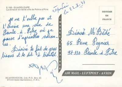 A parte traseira e a antiga cidade de Pointe-à-Pitre — Série S.108 — Imagens das Caraíbas — Verso