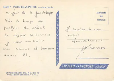 Pointe-à-Pitre — no século passado — SCANDINEXIM Ltd. — Verso