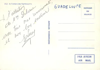 Rodovia sombreada por flamboyants — Guadalupe — Antilles Touristiques n°252 — Verso