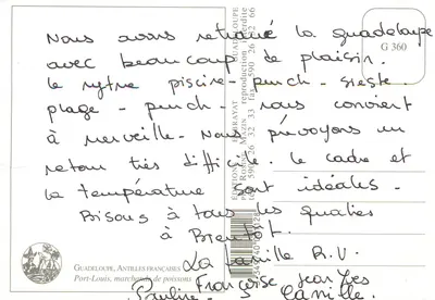 Mulher pescadora — Guadeloupe — Edições Ebrayat — Verso
