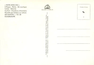 Les Saintes — Hotel Bois Joli — Guadalupe — Verso