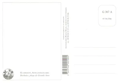 Deshayes, Grande Anse — praia — Edições Rossine Mazin — Verso