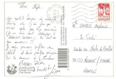 Guadalupe — ilha Gosier — Edições Exbrayat — Verso