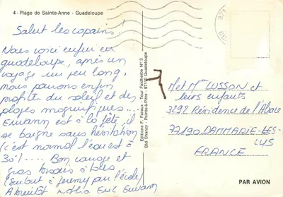 Praia de Sainte-Anne - Guadalupe — Éditions F. Faraux, Tour Faidherbe N°3 — Verso