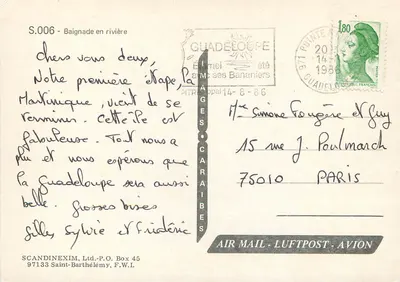 Natação em rio — Étrelmel, Guadalupe — SCANDINEXIM, Ltd. S.006 — Verso