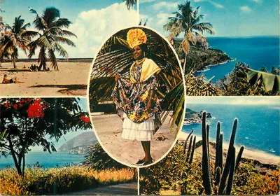 Guadalupe — Paisagens e mulher em traje — Antilles Touristiques n°247