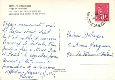 Praia de cocoteiros — Antilles Radieuses — Hachette — Verso