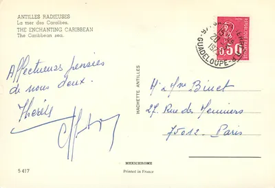 Morze Karaibskie — Promienna Antyki — wydawca Hachette, nr 5417 — Rewers