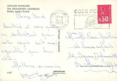 Frutas de Blighia sapida — Antilles Radieuses — editor IRIS, n° 5637 — Verso