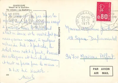 Massif de la Soufrière — Guadeloupe — Antilles Touristiques n°259 — Verso