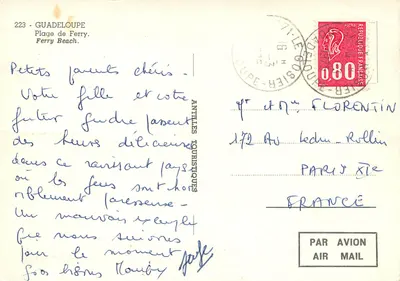 Praia de Ferry — Guadalupe — Editor Antilles Touristiques, n°223 — Verso
