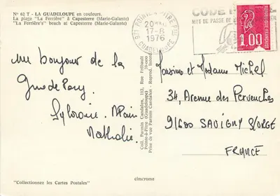 Praia 'La Ferrière' em Capesterre — Guadalupe — edição Candalen n°62 T — Verso