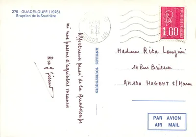 Eração da Soufrière — Guadalupe (1976) — Antilles Touristiques n°279 — Verso