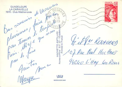 Plage de La Caravelle — Guadeloupe — éditeur IRIS — Verso