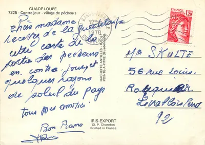 Guadeloupe - Contre-jour - village de pêcheurs — Hachette Antilles, n° B.P. 227 — Verso