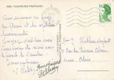 Flores dos Trópicos — Maquette P. Mora — n°8282 — Verso