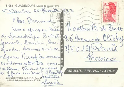 Prefeitura de Basse-Terre — Guadalupe — editor SCANDINEXIM — Verso