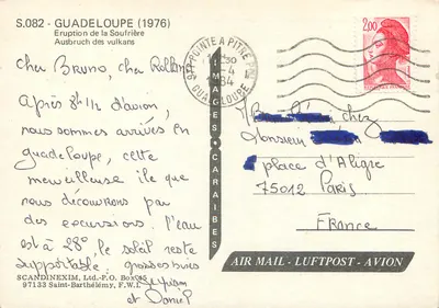 Eração da Soufrière — Guadeloupe (1976) — Imagens & Caribes — Verso