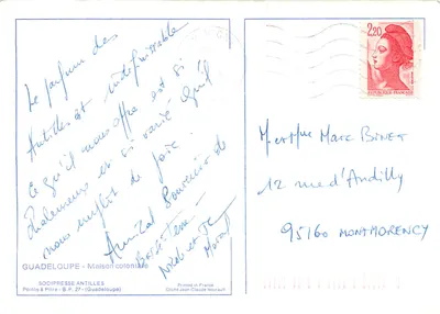 Kolonialna domostwo w Pointe-à-Pitre — Guadelupa — wydawca SODIPRESSE ANTILLES, nr 27 — Rewers