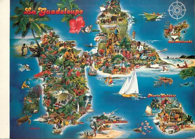 A Guadeloupe — Carta postal ilustrada — Hachette Antilles