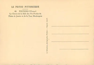 Cześć kościoła w Sali Nieznanego Wejścia w Pałacu Sądowym i Wieży Maubergeon — Poitiers — J. Robuchon, Poitiers — Rewers