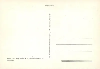 Poitiers — Notre-Dame la Grande — Sociedade das Artes Fotomecânicas, Paris — Verso