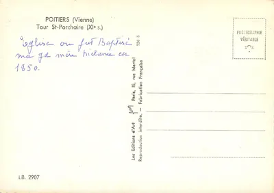 Torre St-Porchaire — Poitiers (Vienne) — Yvon — Verso