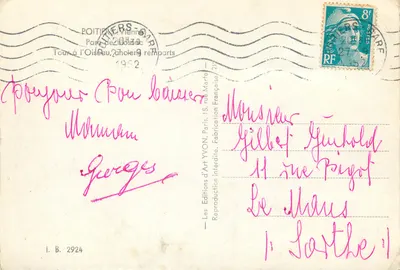 Torre do Pássaro, antigos muros — Poitiers — Edições de Arte YVON, n° 27 — Verso