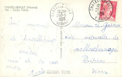 Châtellerault — Jardim Público — Combier Impressão — Verso