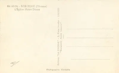 Igreja Notre-Dame — Mirebeau (Vienne) — Edições 'La Cigogne' — Verso