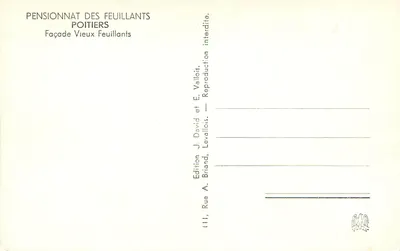 Pensionato dos Feuillants — Fachada Vieux Feuillants — Edição J. David e E. Vallois — Verso