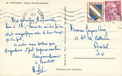 Poitiers - Igreja de Santa Radegonda — Edições O.P. - Paris — Verso