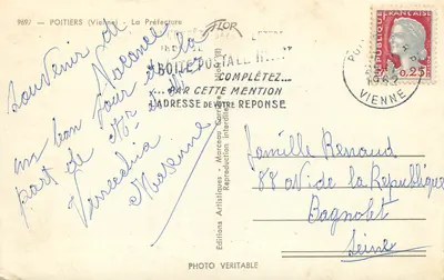A Prefeitura de Poitiers — Vienne — Edições Artísticas FLOR n°9697 — Verso