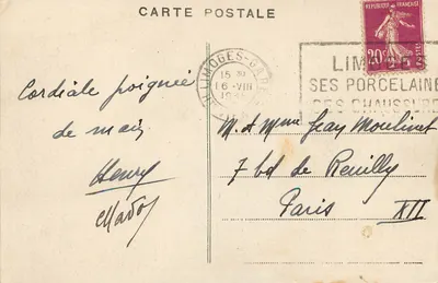 Castillo de BORT (Haute-Vienne) — Fachada Sureste — Editor n°104 — Reverso