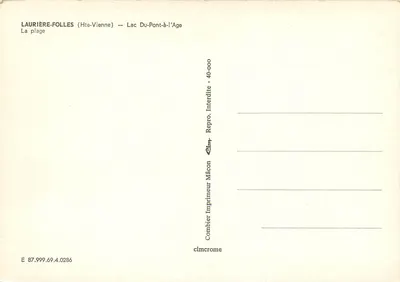 Laurière-Folles — Lac Du-Pont-à-l'Age — Combier Imprimeur Mâcon — Verso