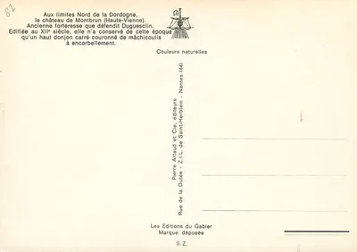 Castello di Montbrun — Antica fortezza del XII secolo — Edizioni du Gabier, Nantes — Verso