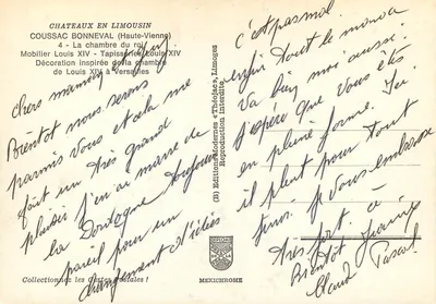 Pokój króla Ludwika XIV — Zamek Coussac-Bonneval — Wydawnictwo Théo Jac — Rewers