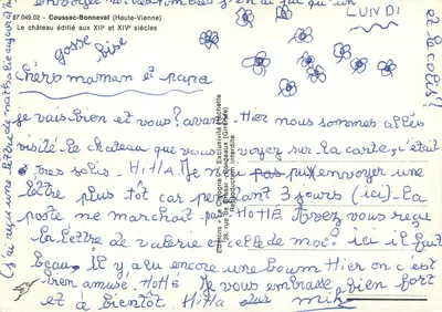 Zamek Coussac-Bonneval — Haute-Vienne — Wydawnictwo « La Cigogne » — Rewers