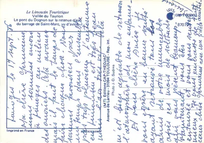 Most Dognon nad zbiornikiem wodnym zapory Saint-Marc — Dolina Taurion — Éditions CAP-THÉOJAC — Rewers