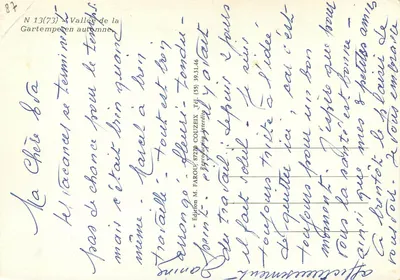 Wąwóz Gartempe w jesieni — Wydawnictwo M. FAROUX, 87270 COUZEIX — N°13(73) — Rewers