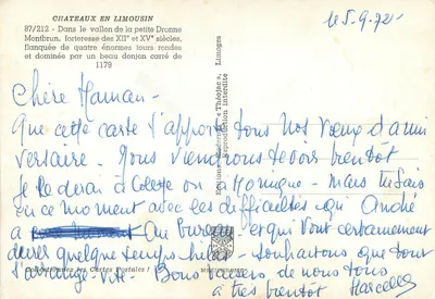 Zamek Montbrun — Limousin — Éditions Moderne, nr 87/212 — Rewers