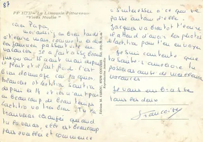 Limousin Pittoresque — Stary Młyn — Wydawnictwo M. FAROU, 87270 COUZEIX — Rewers