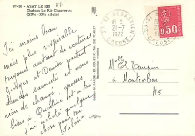 Zamek Le Ris Chauveron — XIXe-XVe siècle — Wydawnictwo M.F. (87-26) — Rewers