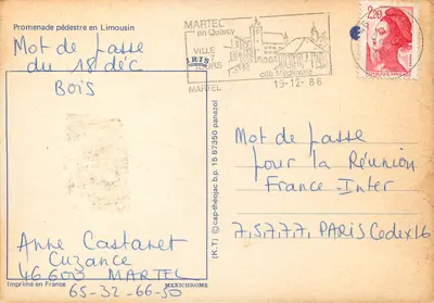 Pieszy spacer w Limousin — Mot de Latte — wydawca IRIS — Rewers