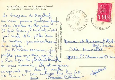 Camping de Bujaleuf — Jezioro — Foto Thibault, 87 H 28(75) — Rewers