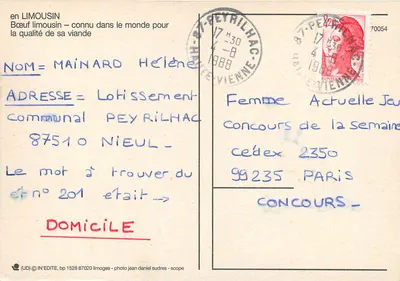 Limousin-Rinder — in Limousin — Verlag UD'IN'ÉDITE — Rückseite